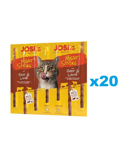 JOSERA JosiCat Meat Sticks hovězí a jehněčí tyčinky pro kočky 20x35g