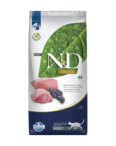 FARMINA N&D Prime Lamb & Bluberry Cat krmivo pro dospělé kočky 10 kg