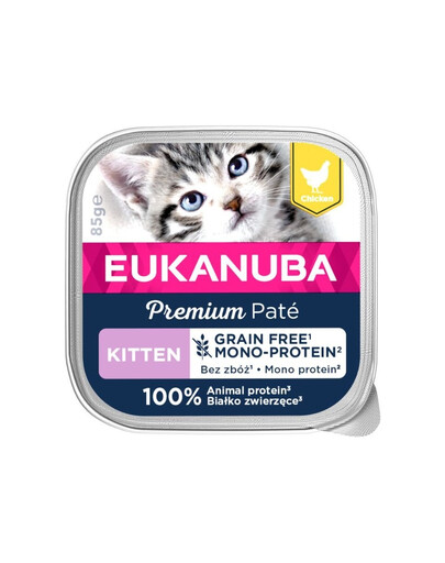 EUKANUBA Grain Free Kitten Monoproteinová paštika pro koťata Kuře 85 g