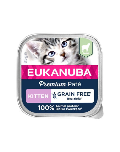 EUKANUBA Grain Free Kitten Jehněčí paštika pro koťata 85g