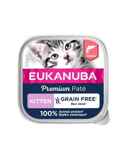 EUKANUBA Grain Free Kitten Lososová paštika pro koťata 85g
