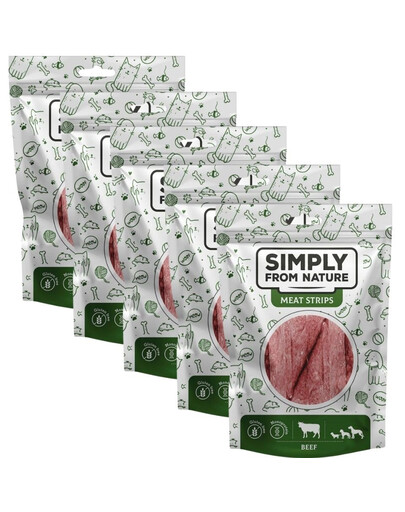 SIMPLY FROM NATURE Meat Strips pamlsky s hovězím masem pro psy 5x80 g