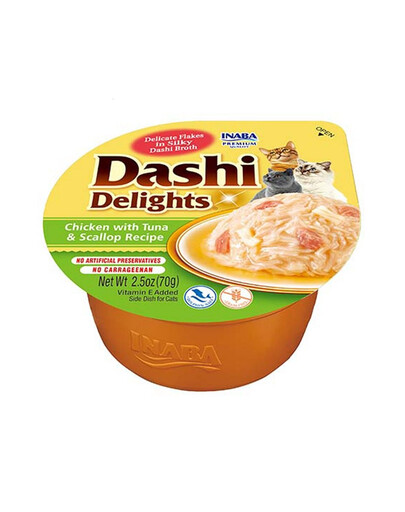 INABA Cat Dashi Delights Kuřecí maso, tuňák a hřebenatky 70 g