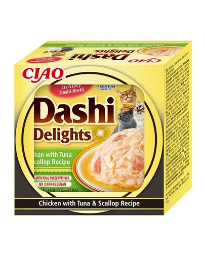 INABA Cat Dashi Delights Kuřecí maso, tuňák a hřebenatky 70 g