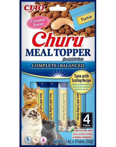 INABA Meal Topper Tuna Scallop 4x14 g krémový přídavek tuňáka a hřebenatky do krmiva pro kočky