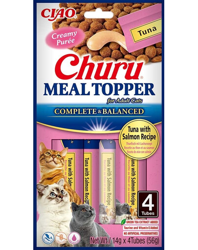 INABA Meal Topper Tuna Salmon 4x14 g krémový doplněk stravy s tuňákem a lososem pro kočky