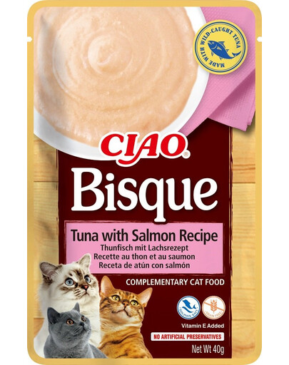 INABA CIAO Bisque Krémová polévka z tuňáka a lososa pro kočky 40g