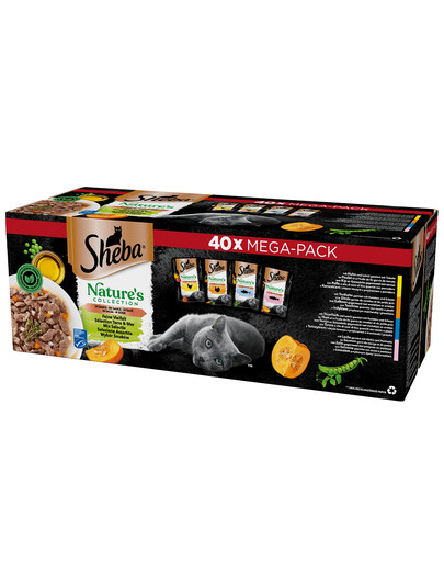 SHEBA Nature’s Collection Výběr příchutí mokrého kompletního krmiva pro dospělé kočky 40x85g