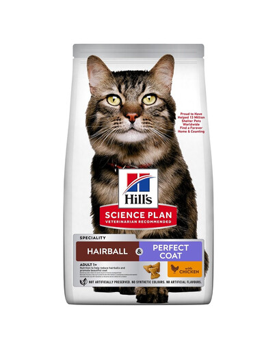 HILL'S Science Plan Hairball & Perfect Coat 7kg krmivo s kuřetem pro dospělé kočky