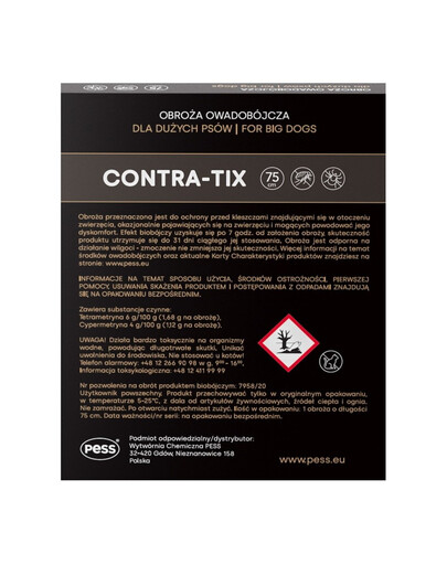 PESS Contra-Tix Antiparazitní obojek pro velké psy 75 cm