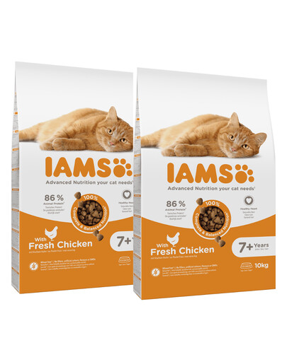 Levně IAMS for Vitality Senior Cat Food with Fresh Chicken 2 x 10 kg