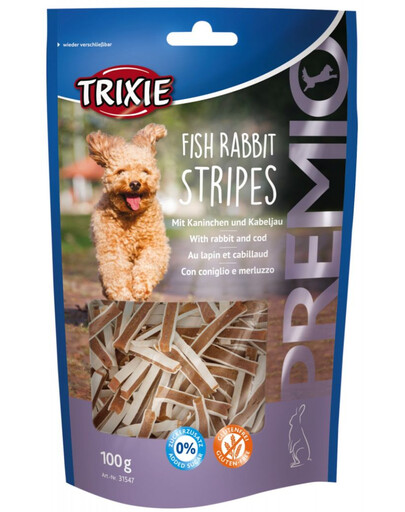 TRIXIE Pamlsek PREMIO Stripes, králík a treska, 100g
