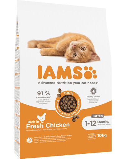 Levně IAMS Cat Kitten & Junior All Breeds Chicken 10 kg