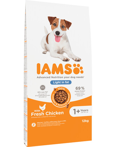 Levně IAMS ProActive Health Adult Light in Fat for Sterilsed/Overweight dogs Chicken 12 kg