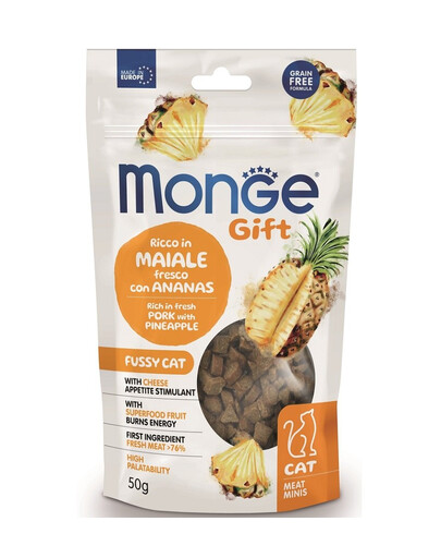 MONGE Gift Meat Minis Cat Adult Vepřové maso s ananasem a sýrem 50 g