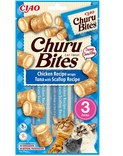 INABA Churu Bites Chicken tuna&scallop wrap 3x10g s tuňákem a mušlemi
