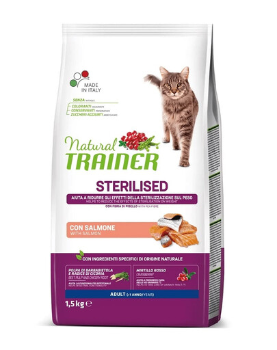 TRAINER Natural Cat Sterilised Adults lososem 1.5 kg
