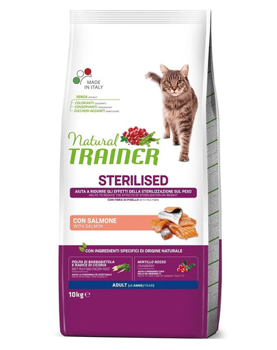 TRAINER Natural Cat Sterilised Adult s lososem 10 kg