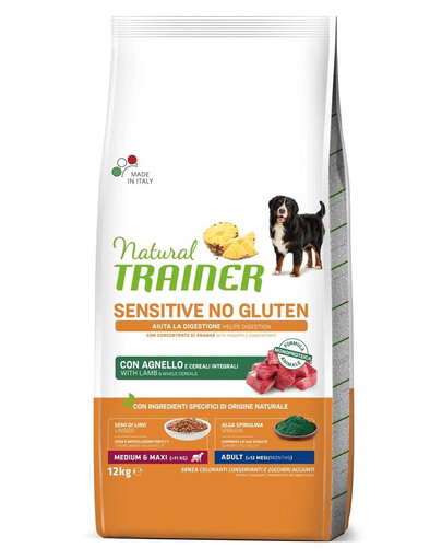 Levně TRAINER Natural Sensitive No Gluten Medium Maxi Adult s jehněčím masem12 kg