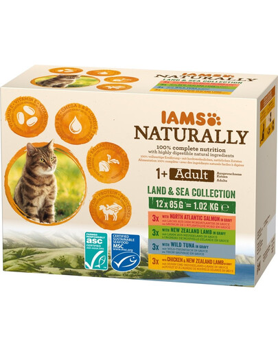 Levně IAMS Naturally Adult Land&sea collection 12 x 85 g