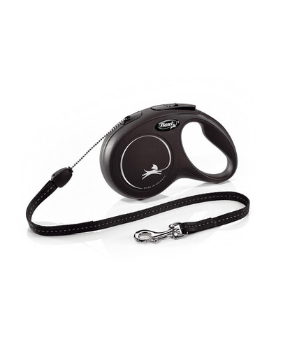 FLEXI Vodítko New Classic lanko 8 m. černá. do 12 kg