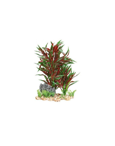 TRIXIE Akvarijní plastová rostlina se skalkou na podstavci. 28 cm