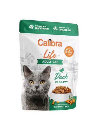 CALIBRA Cat Life Pouch Adult Duck in gravy 85 g kachna v omáčce pro kočky