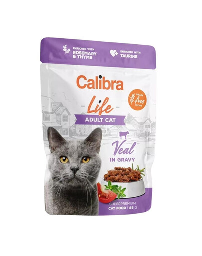 CALIBRA Cat Life Pouch Adult Veal in gravy 85 g telecí maso v omáčce pro kočky