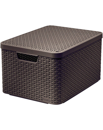 CURVER Košík STYLE L, umělý ratan, s víkem, 30 l, tmavě hnědý