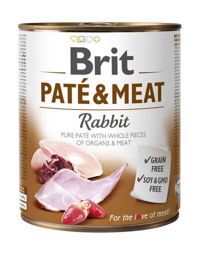 BRIT Pate & meat rabbit 800g konzerva pro psy