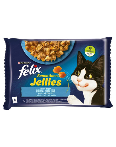 FELIX Sensations Jellies Výběr z ryb v želé (losos a krevety, oceánská ryba s rajčaty) 48x85g