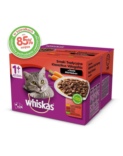 WHISKAS Masový  Klasický výběr ve šťávě 24pack 100 g x 24