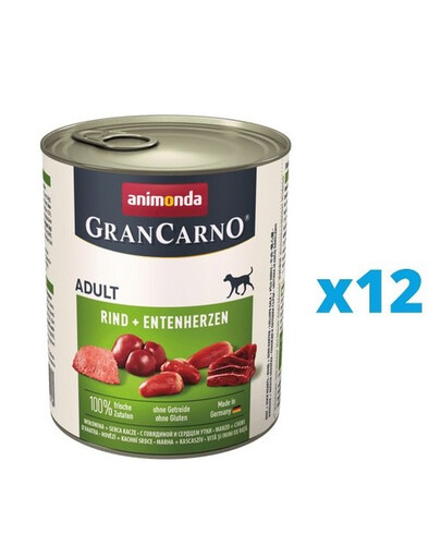 Levně ANIMONDA Gran Carno Hovězí & kachní srdce12 x 800 g