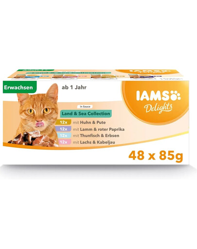Levně IAMS Delights Adult All Breeds Land&Sea In Gravy 48 X 85 g