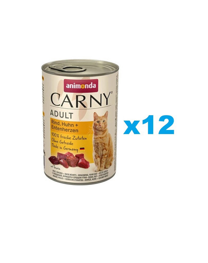 ANIMONDA Carny Adult hovězí kuřecí maso & kachní srdce 12 x 800 g