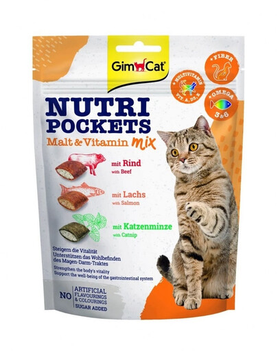 GIMCAT Nutri Pockets Malt&Vitamin mix 150 g sladovo-vitamínová pochoutka pro kočky