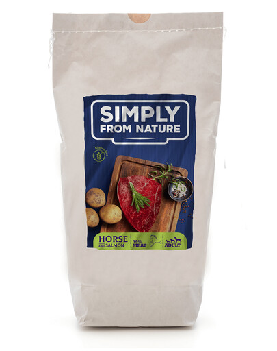 Levně SIMPLY FROM NATURE Oven Baked pečené granule s koňským masem a lososem 1,2 kg + 2 SIMPLY FROM NATURE s koňským masem a lněným semínkem 400 g ZDARMA