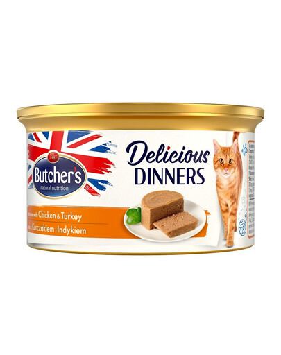 BUTCHER'S Classic Delicious Dinners s kuřecím a krůtím masem 85g