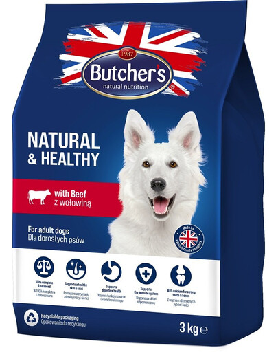 BUTCHER'S Natural&Healthy Suché krmivo pro psy s hovězím masem 6 kg (2 x 3 kg)