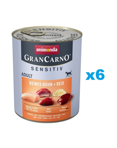 ANIMONDA GranCarno Sensitiv Pure Kuřecí s rýží 6x800g