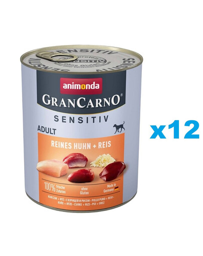 ANIMONDA GranCarno Sensitiv Pure Kuřecí s rýží 12x800g