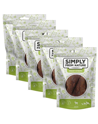 SIMPLY FROM NATURE Meat Strips pamlsky s jelením masem pro psy 5x80 g