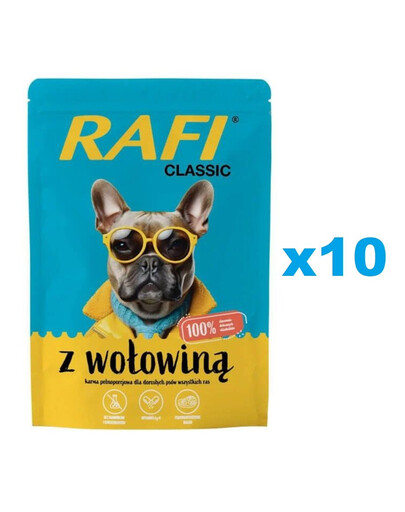 RAFI Classic hovězí mokré krmivo pro psy 400g x 10