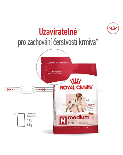 ROYAL CANIN Medium Adult 4kg granule pro dospělé psy středních plemen starší 12 měsíců