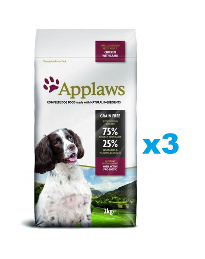 APPLAWS Adult Dog Small Medium Chicken with Lamb 6 kg (3x2 kg)