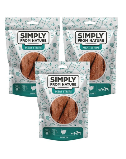 SIMPLY FROM NATURE Meat Strips Krůtí stripsy pro psy  3x80 g