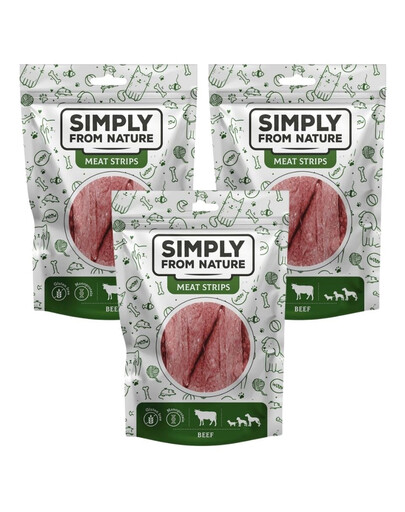 SIMPLY FROM NATURE Meat Strips Hovězí stripsy pro psy 3x80 g