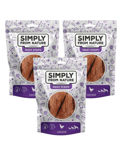 SIMPLY FROM NATURE Meat Strips Kuřecí stripsy pro psy 3x80 g
