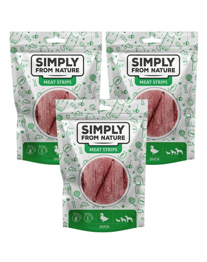 SIMPLY FROM NATURE Meat Strips Kachní stripsy pro psy 3x80 g