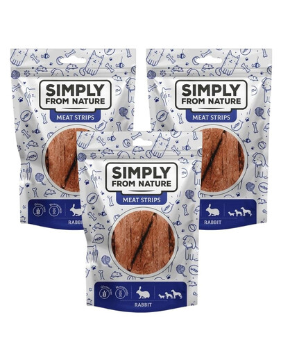 SIMPLY FROM NATURE Meat Strips Králičí stripsy pro psy  3x80 g